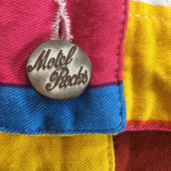 Candy stripe denim jean skirt bright and colorful mod Y2K quirky pop 80s 90s - Picture 3 of 8